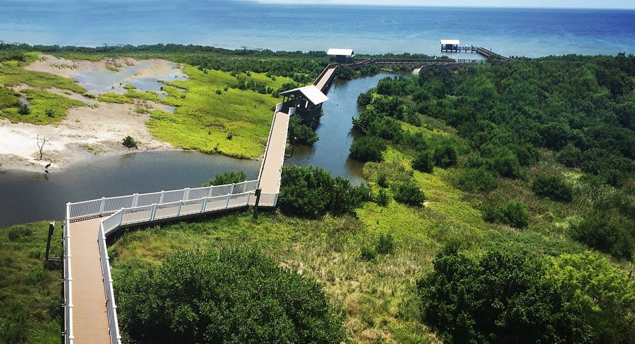 arial view of south padre island birding & nature center